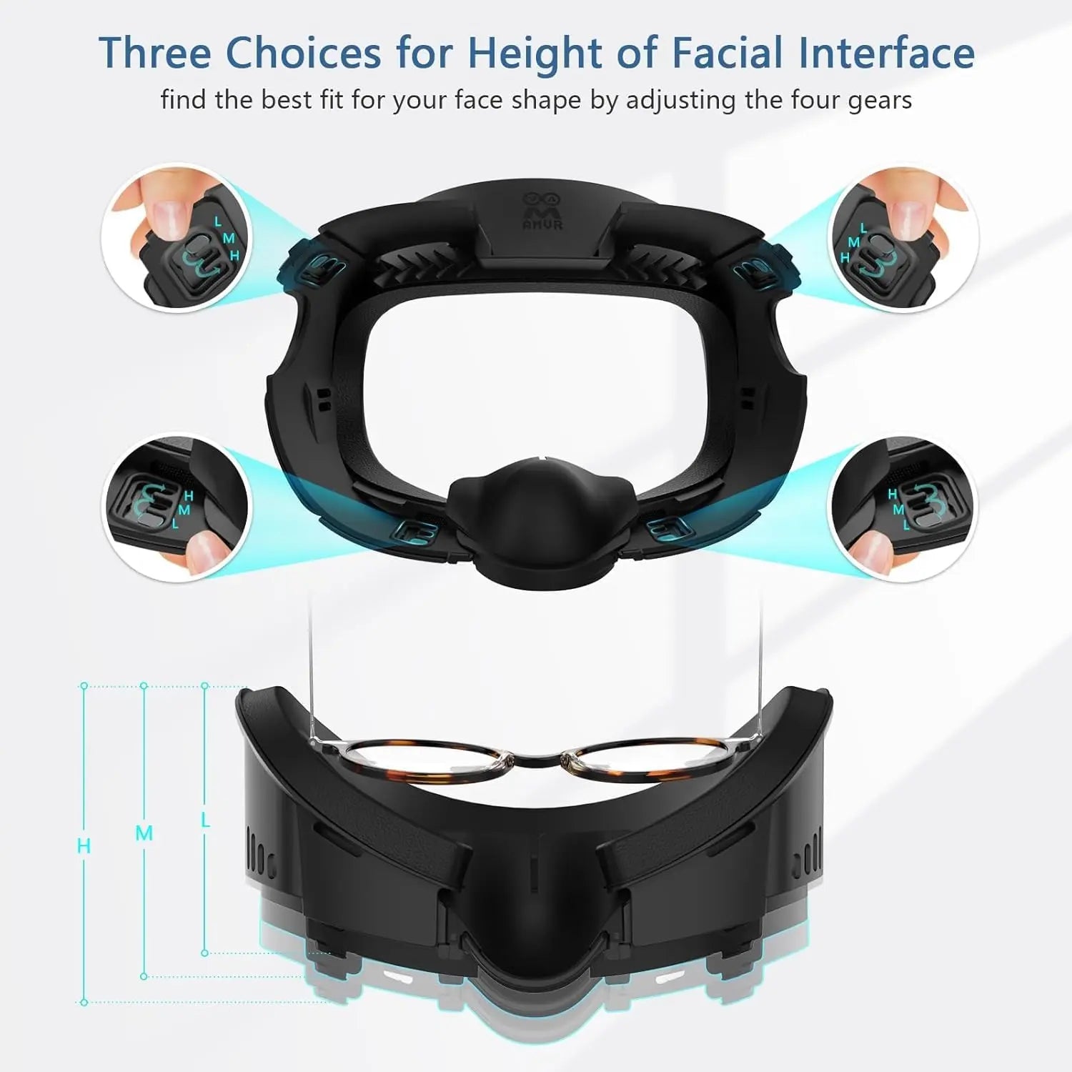 AMVR Upgraded 3-in-1 PU Leather Facial Interface for Meta Quest 3 （v2）