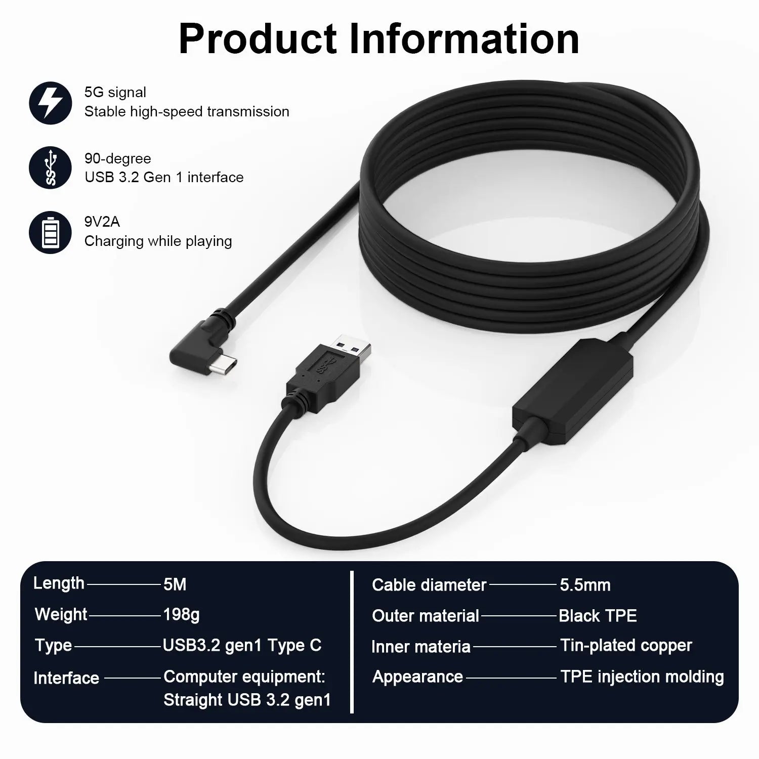 AMVR Upgraded Link Cable 16FT with Separate Charging Port