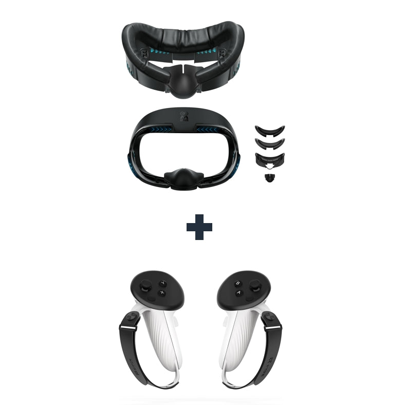 PU Leather Face Cover with Knuckle Strap for Quest 3